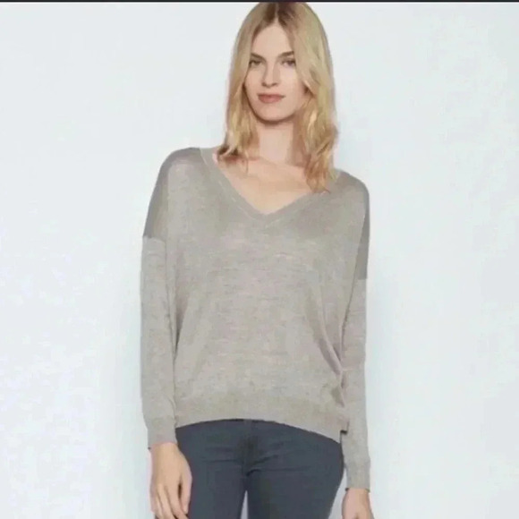 Joie Sweaters - Joie Calee V-Neck Knit Sweater in Beige/Gold Size S